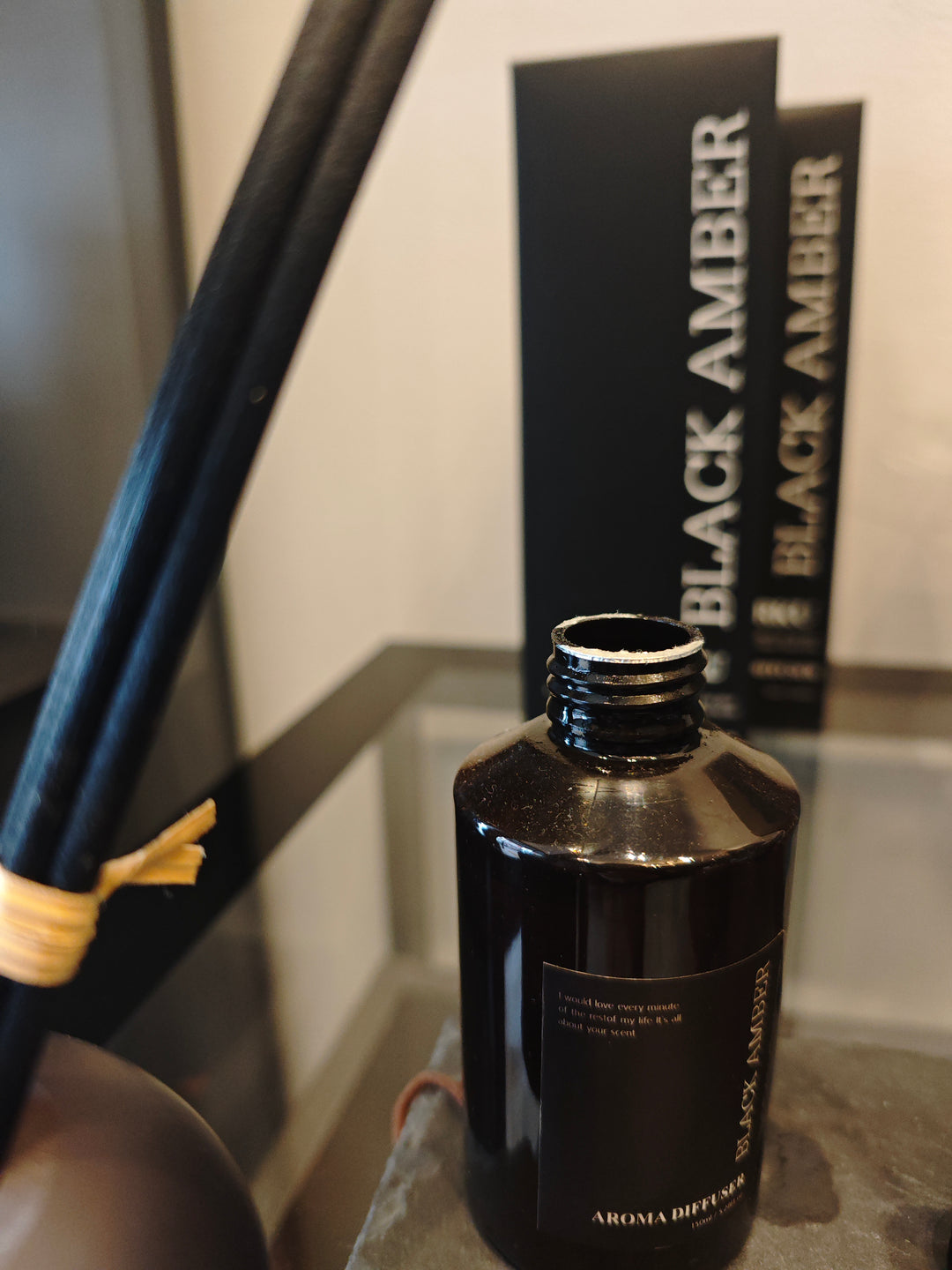 Luxury Black Amber Reed Diffuser | URKU Melbourne