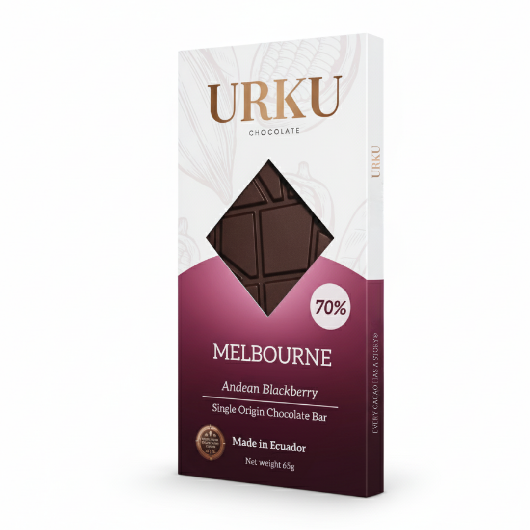URKU Melbourne Andean Blackberry chocolate bar close up blackberry notes