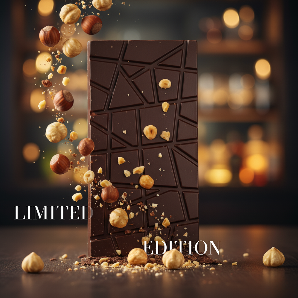 URKU Melbourne Hazelnut luxury chocolate — artisan dark chocolate with roasted hazelnuts, handcrafted for Melbourne
