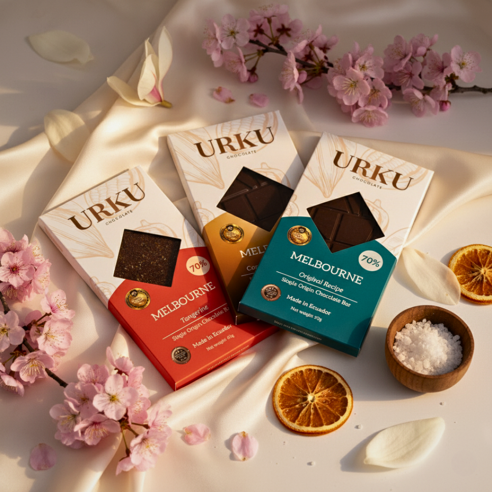 Award-winning Tangerine 70% Dark Chocolate Bar by URKU Melbourne